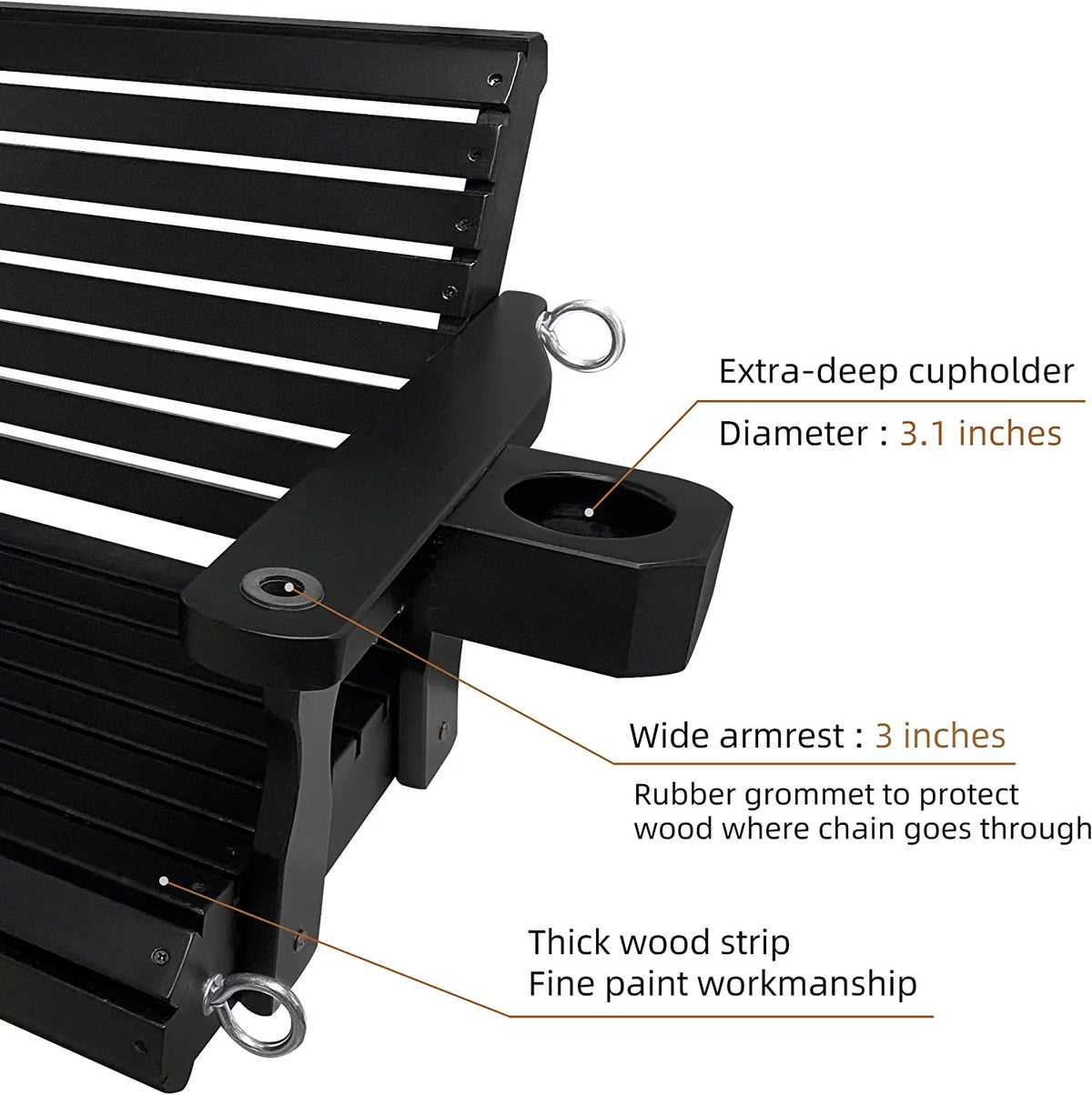 Wooden 3 Seater Porch Swing V502782