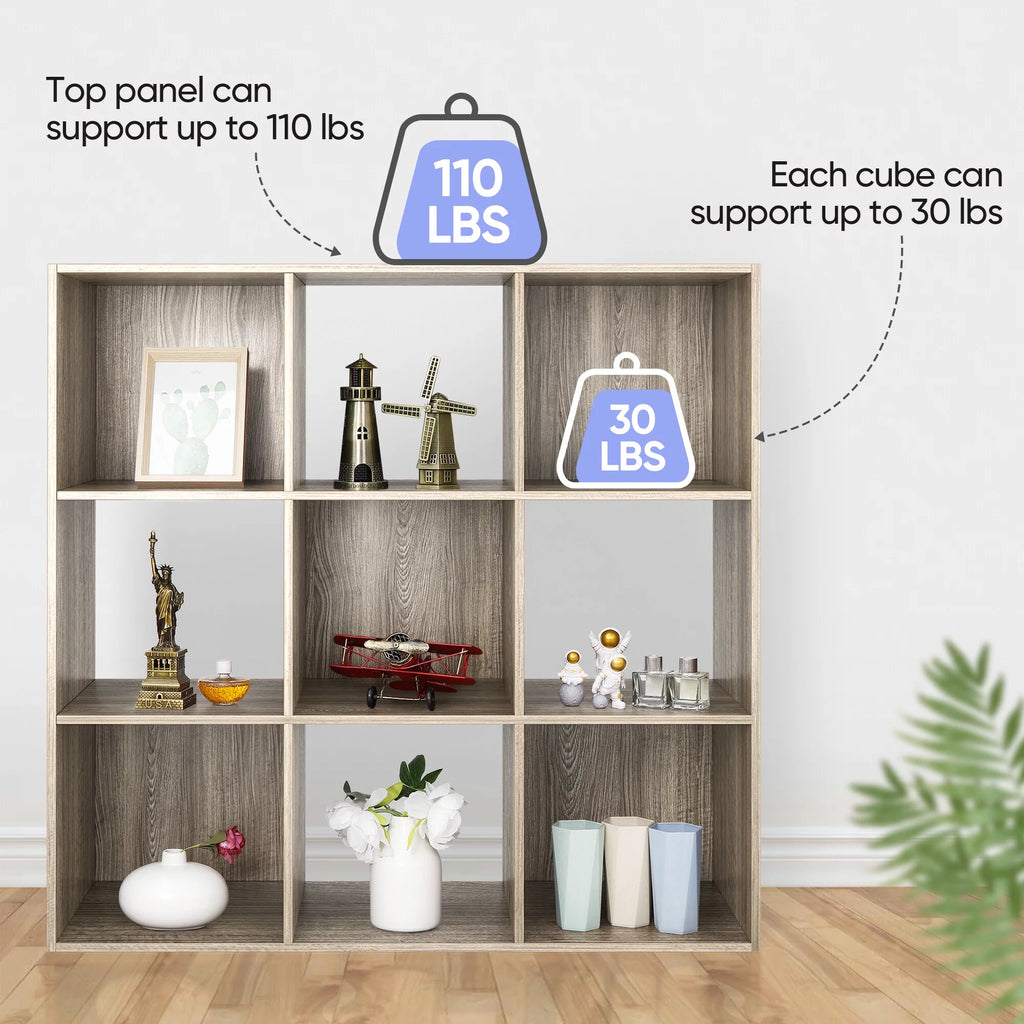 9 Cube 3 Tier MDF Bookshelf Brown M39197