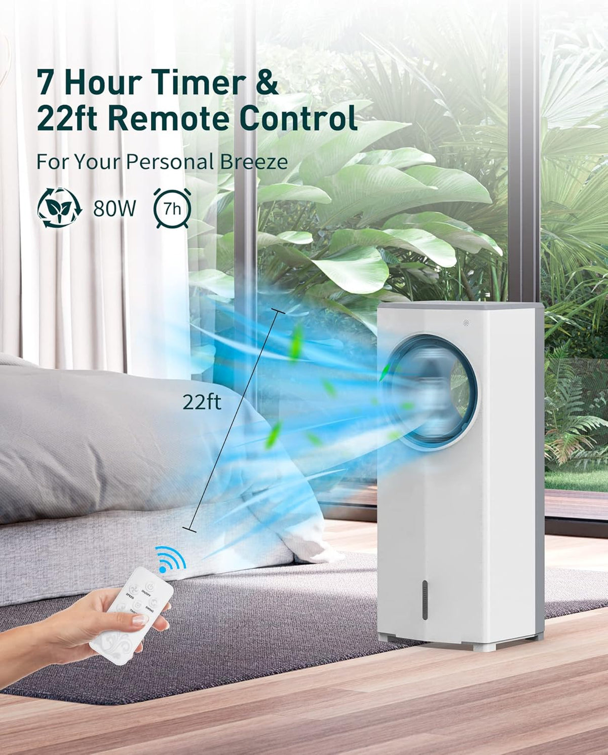 3-in-1 Portable Evaporative Air Cooler Fan with Remote Control H91241