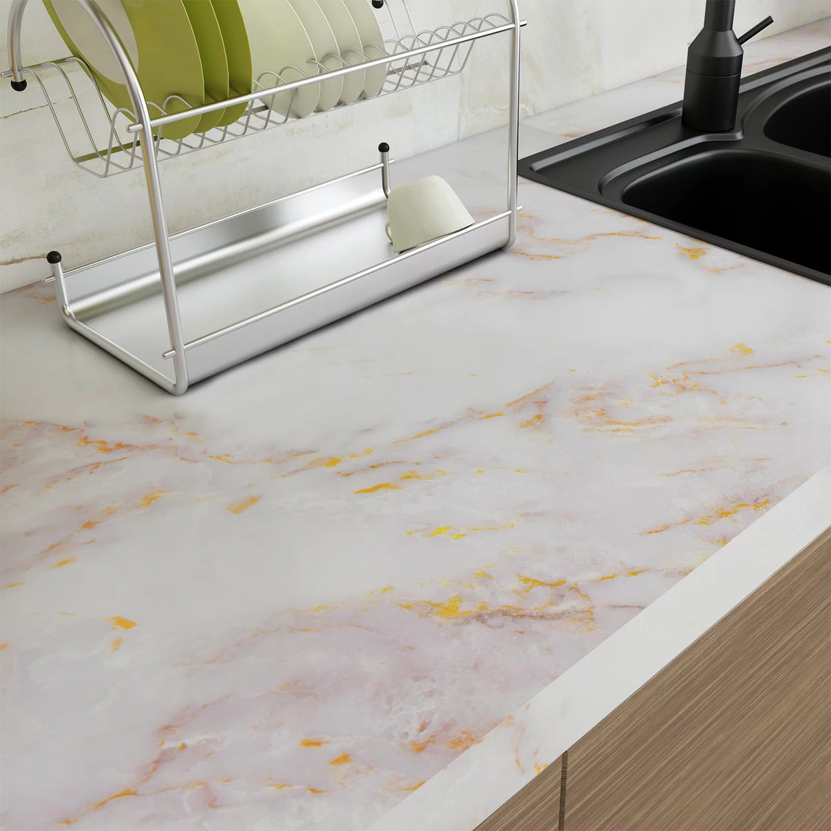 Gold White Marble Peel and Stick Contact Paper Z77847