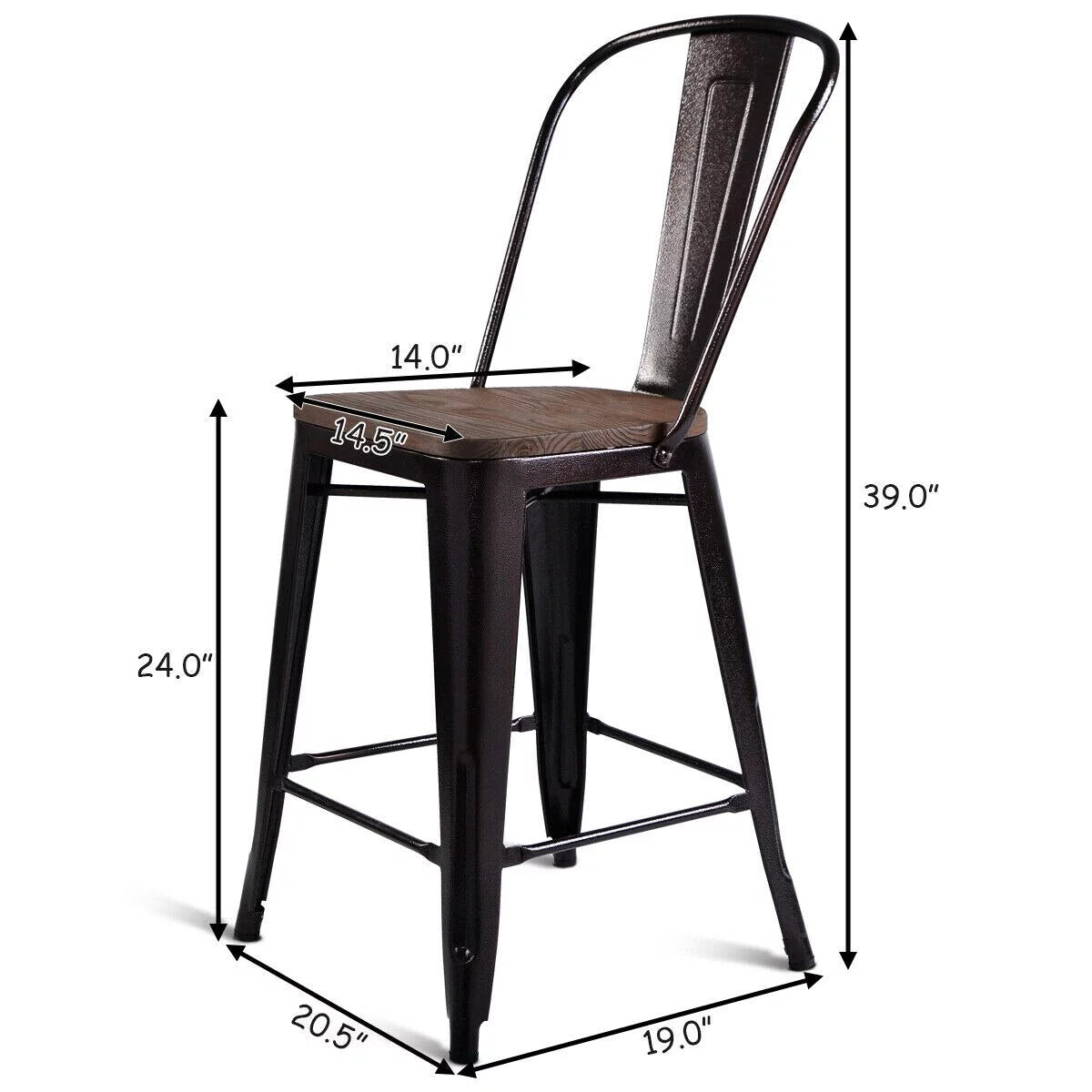 2 PC Metal Wood Counter Stool R898