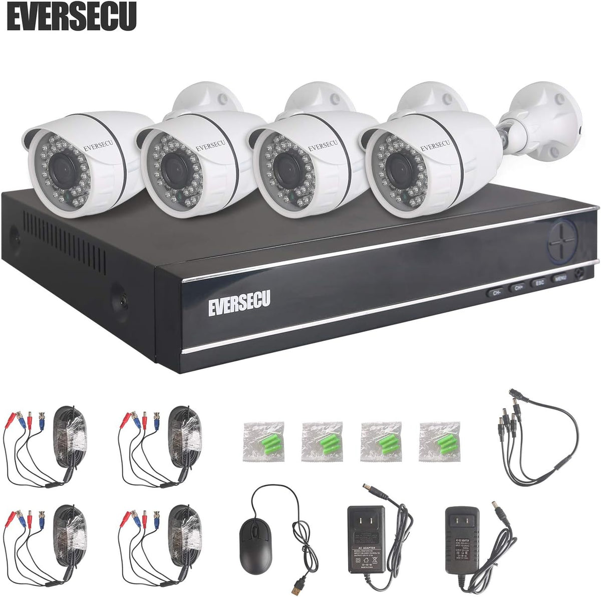 4 Channel 1080P DVR Security Camera System with 4 Weatherproof Cameras K652303