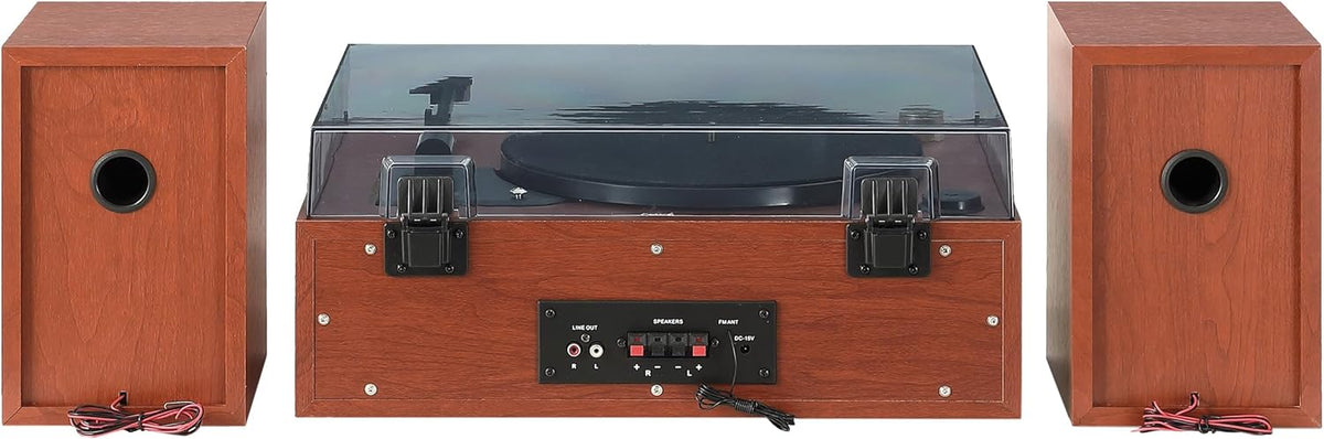 Walnut Turntable System with Bluetooth, CD, AM/FM and Speakers L467123