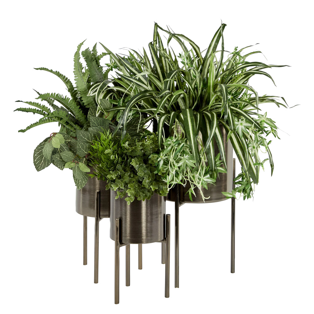 Black Metal Planter with Stand 3 Count F10677