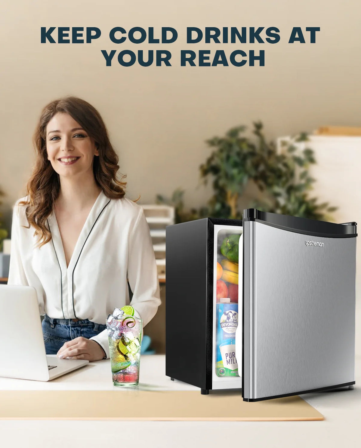 1.7 Cu.ft Mini Fridge with Freezer, Black Compact Refrigerator O193431