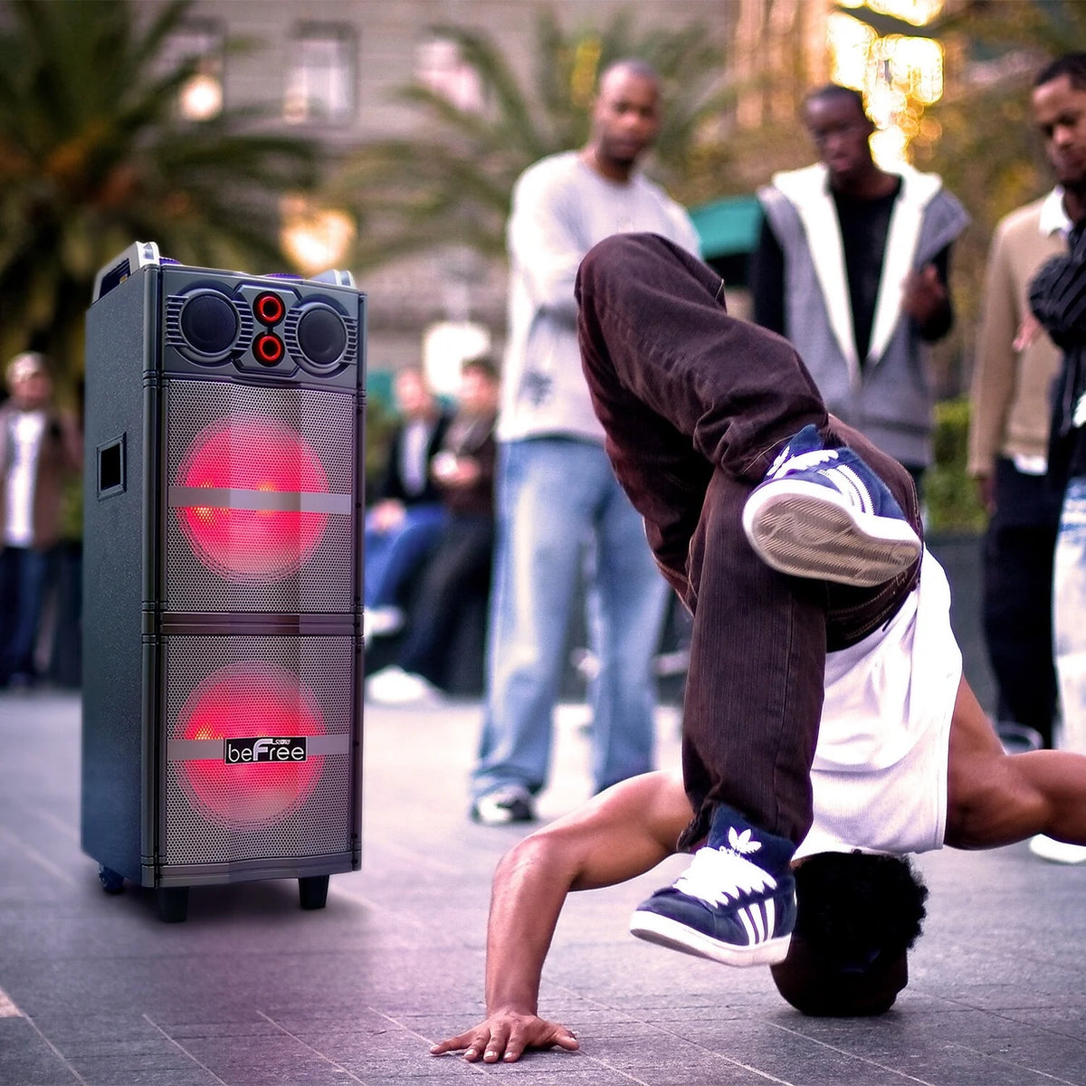 Double 10" Bluetooth Portable Party Speaker with Reactive Lights M163210