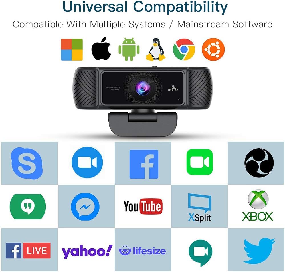 1080P USB Webcam with Microphone and Tripod V56878