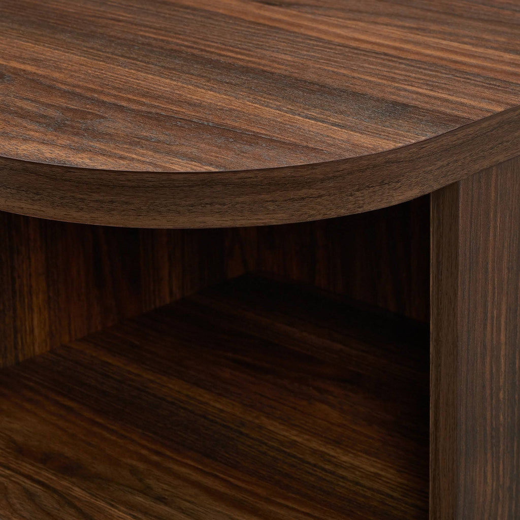 Dark Walnut Curved Edge Glass Door Sideboard J485