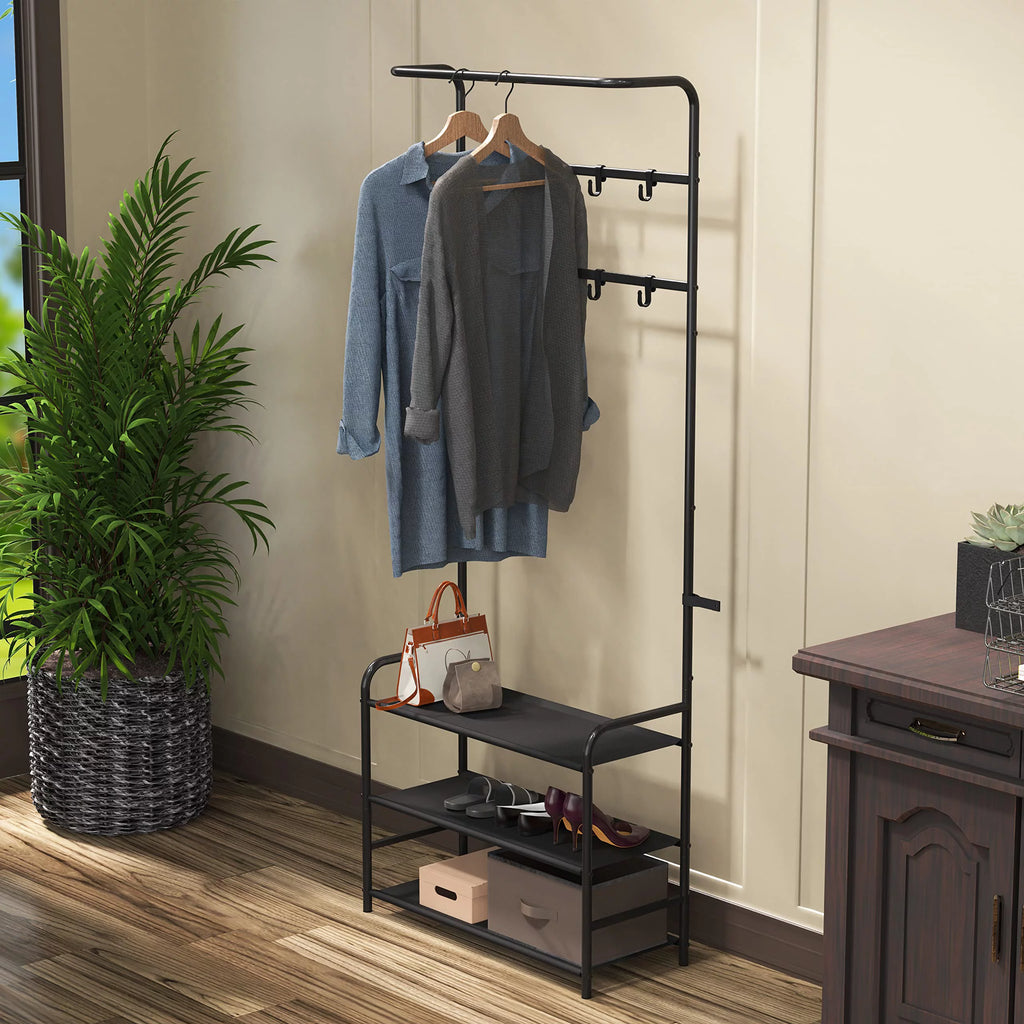 Coat Rack with Storage Shelf, Black W46598