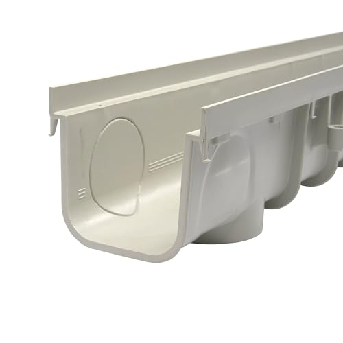 5-Inch Pro Channel Drain Kit with Metal Grate, Gray H6945