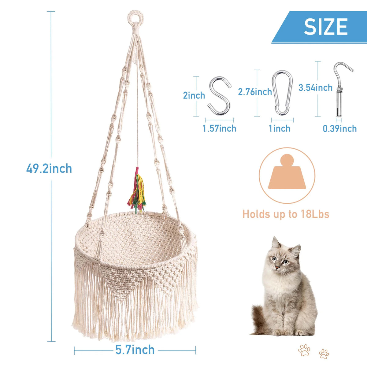 Woven Cotton Cat Hammock Hanging Bed A897403