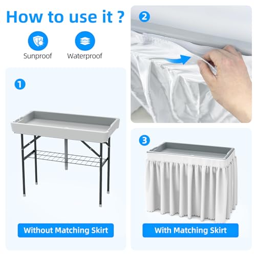 Folding Plastic Cooler Table with Drain Hose G53396