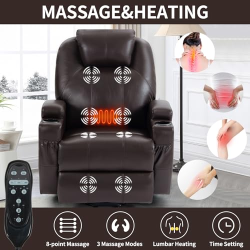 Black Power Lift Recliner Chair with Heat and Massage O349