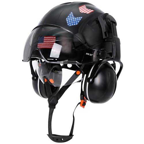 Vented Hard Hat with Double Visor and Chin Straps I4902