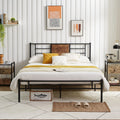 Queen Size Metal Platform Bed Frame with Wood Headboard I28752