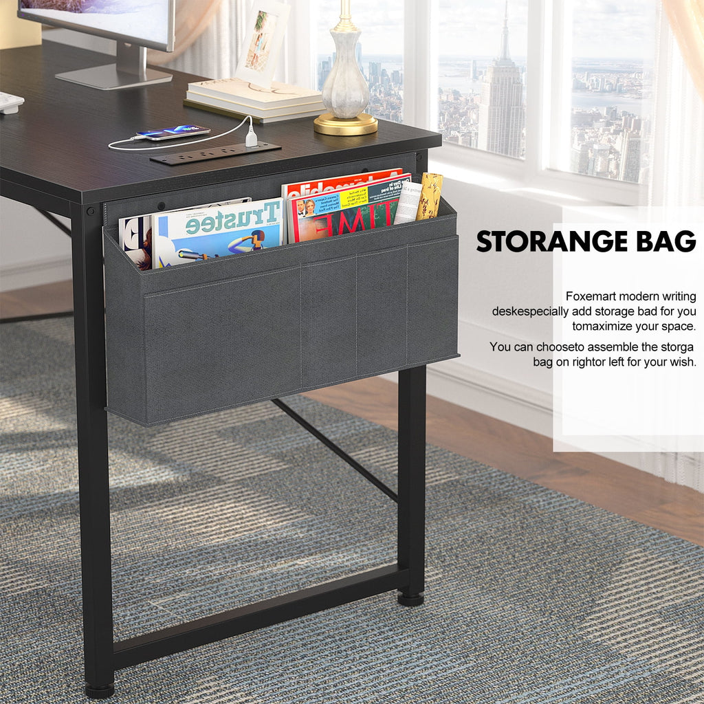 Black 47 Inch Computer Desk with Power Outlets O60875