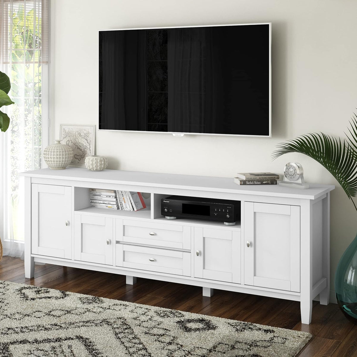 72 inch Wide Rustic Natural Aged Brown Solid Wood TV Media Stand F2553