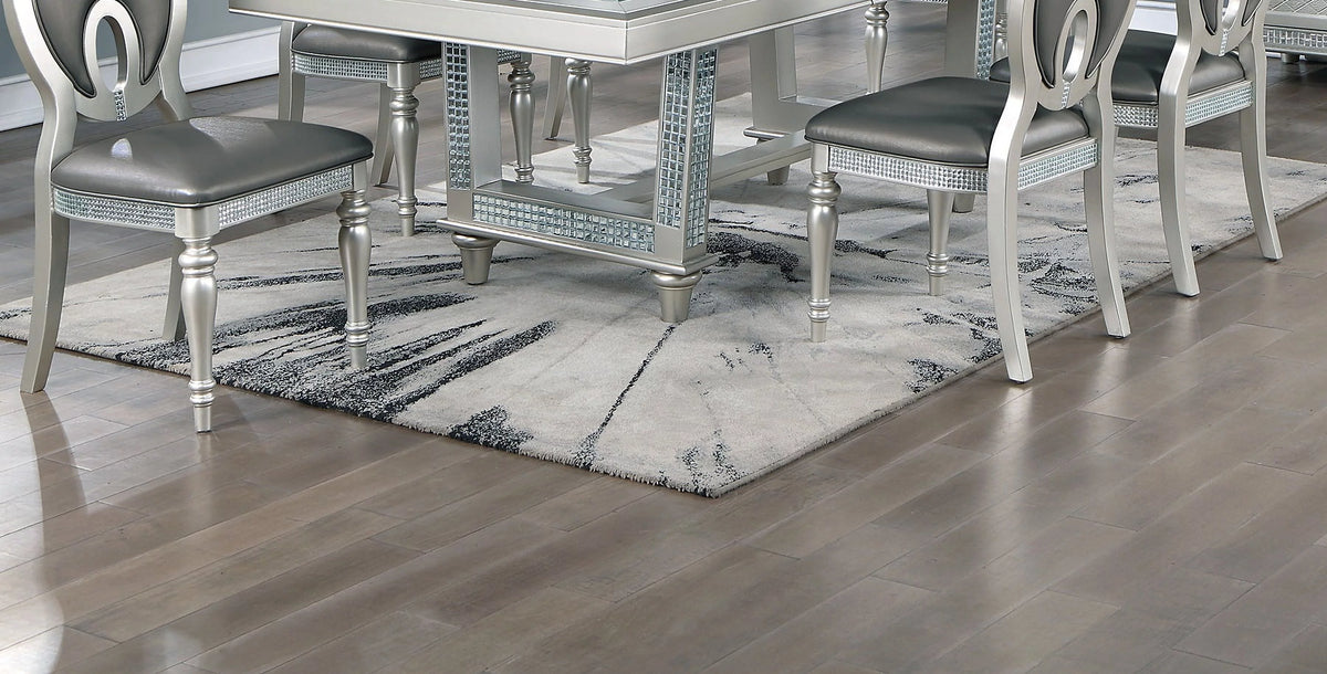 Silver Hue Glass Rectangle Dining Table C496