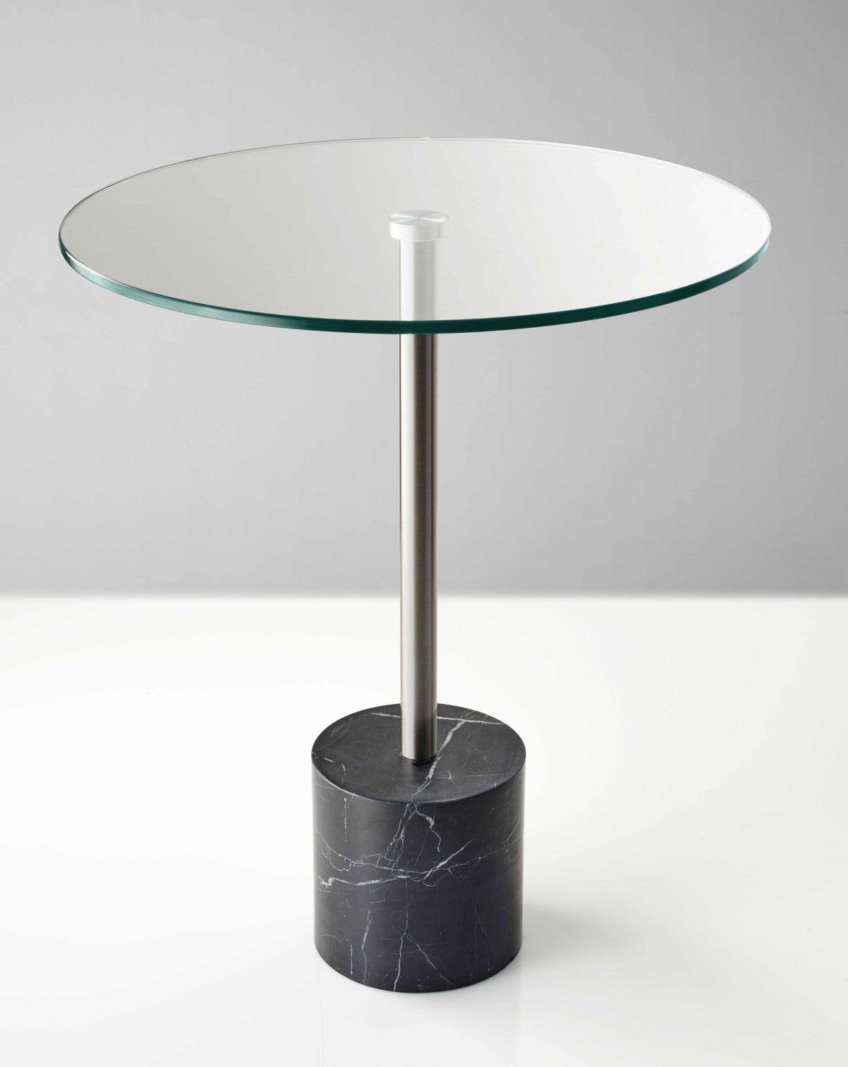 Brushed Steel Black Marble End Table I129