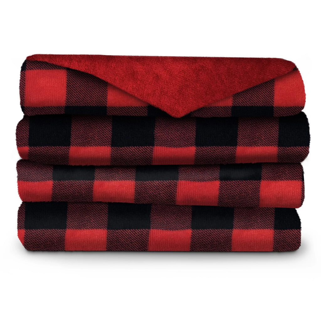 50 Inch x 60 Inch Microplush Heated Throw Blanket in Red Plaid P46710