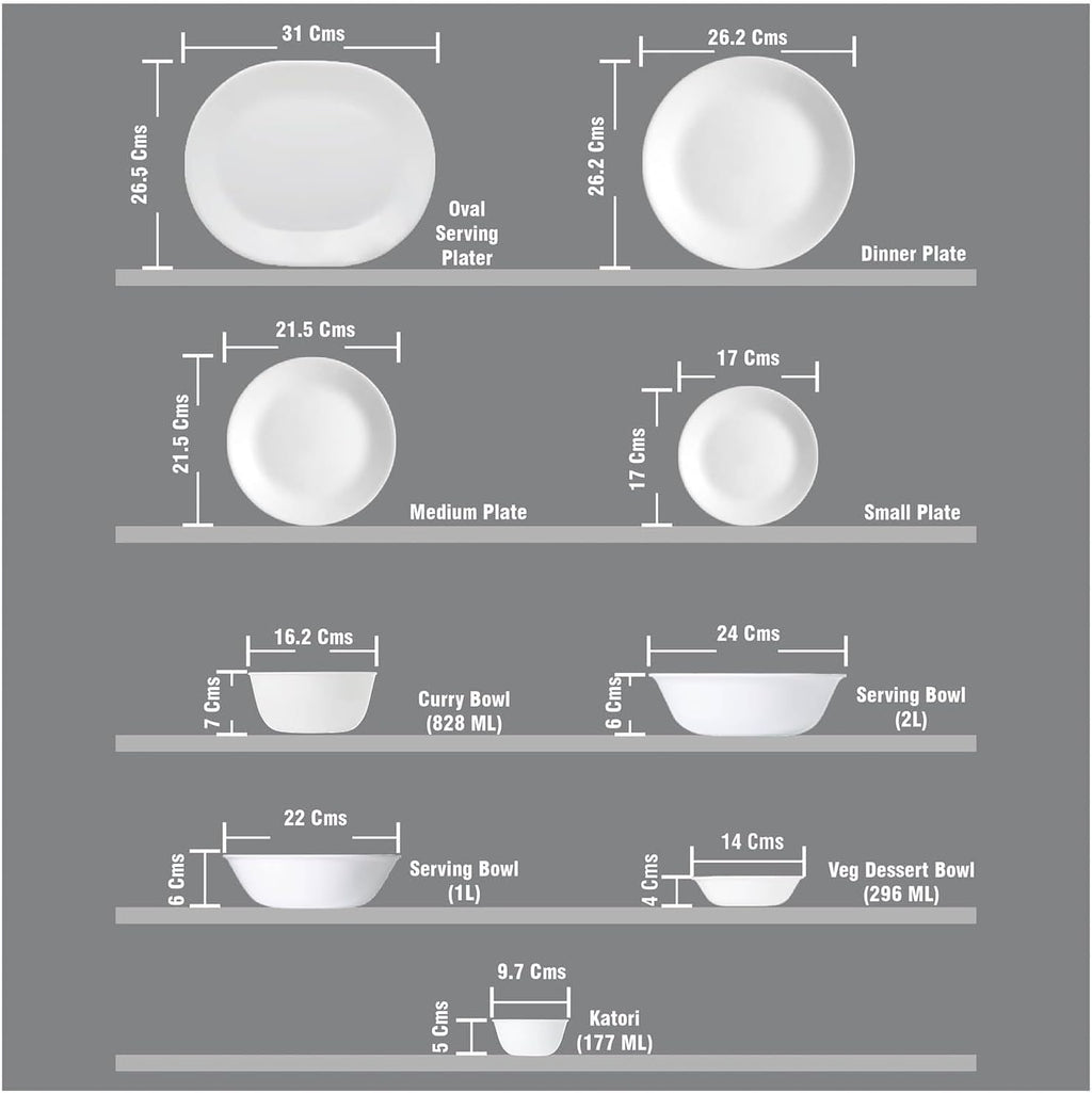 30 Pcs White Glass Dinner Set N879