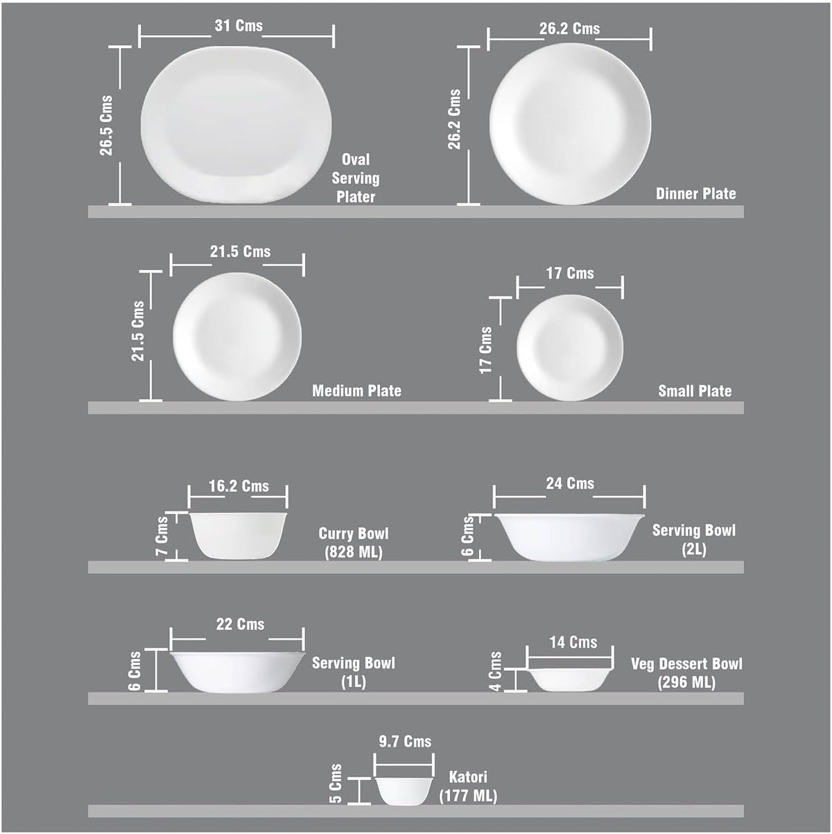 30 Pcs White Glass Dinner Set N879