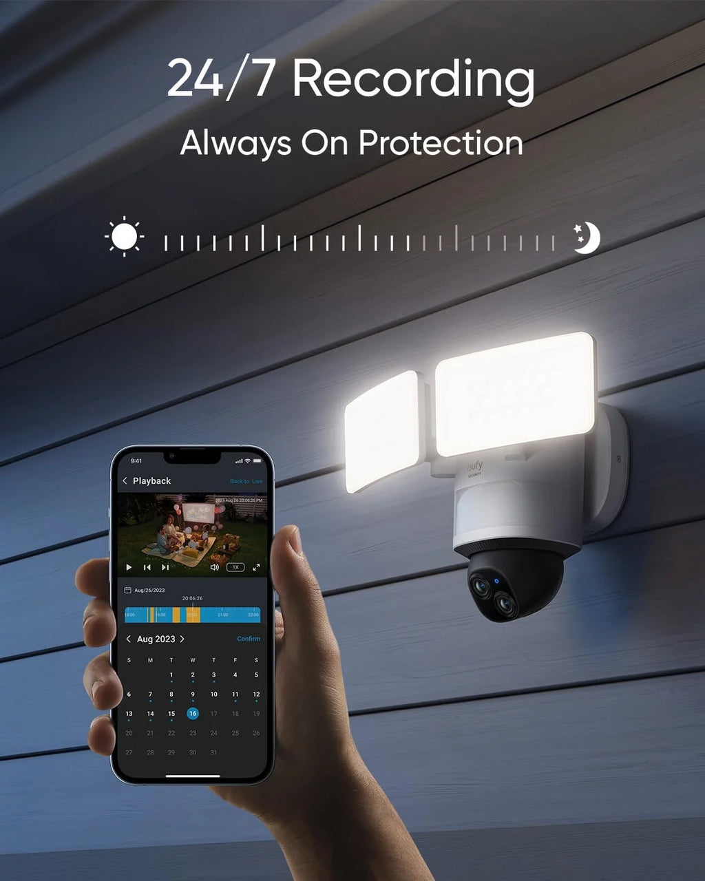 Floodlight Camera, Wired Camera, 3K+2K Dual Camera, 360° Pan and Tilt, Dual-Band Wi-Fi, Local Storage N87086