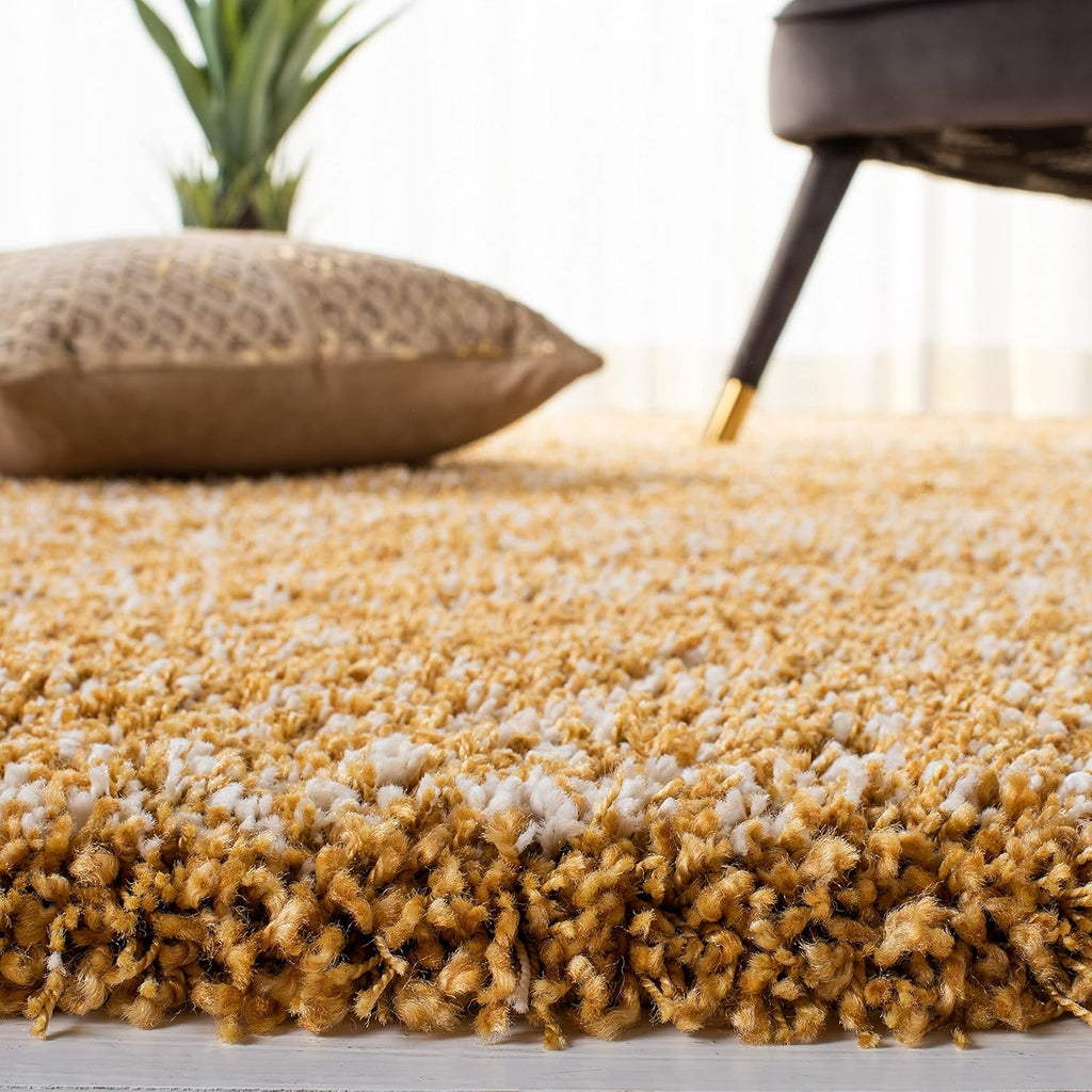 8' x 10' Gold Ivory Shag Area Rug Y96999