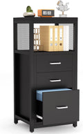 3 Drawer Letter Size File Cabinet with Wire Storage Shelves H28642