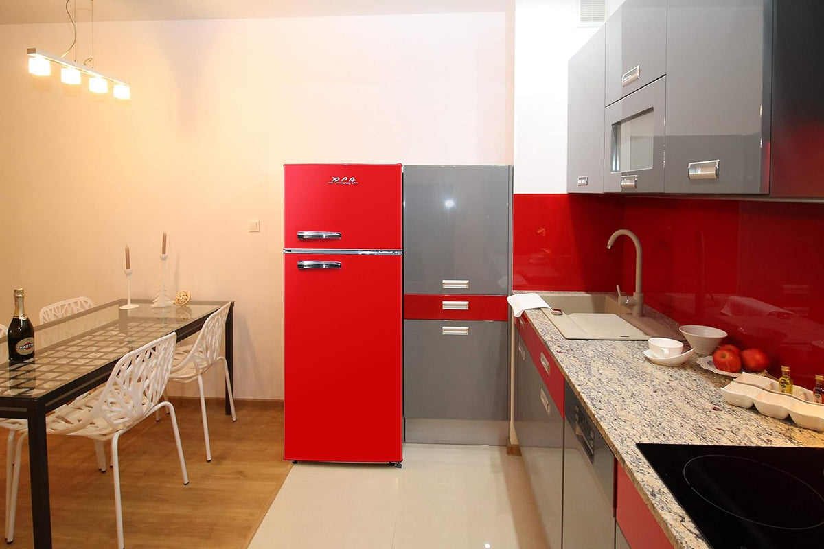 2 Door Apartment Size Refrigerator with Freezer, 7.5 cu. ft, Retro Red L82779