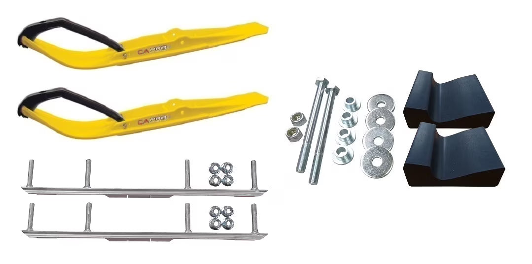 Yellow Razor Snowmobile Skis with 4.5" Shaper Bars Complete Kit S1500