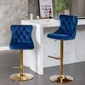 Blue Velvet Swivel Bar Stools with High Back, Set of 2 M761953