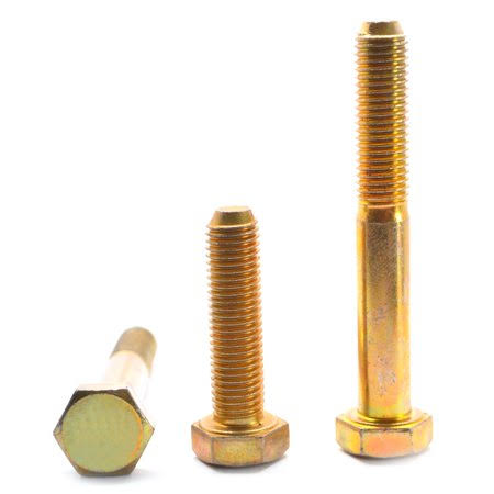 5/8 inch-11 x 3 1/2 inch Coarse Thread Grade 5 Hex Cap Screw Medium Carbon Steel Yellow Zinc Plated Pk 100 Z3475