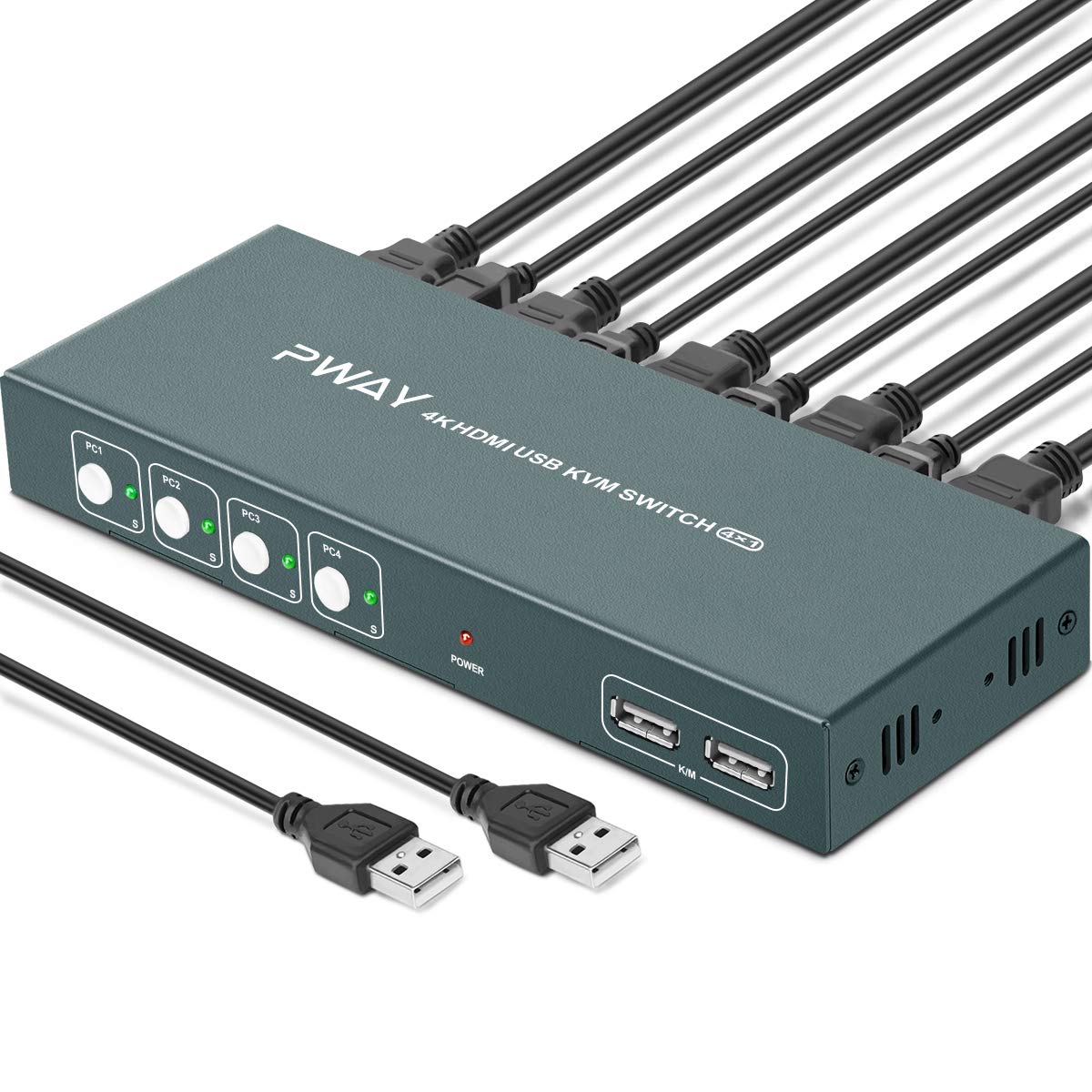 KVM Switch HDMI 4 Port Box, 4K@30Hz, with 4 USB-B and 4 HDMI Cables C976420