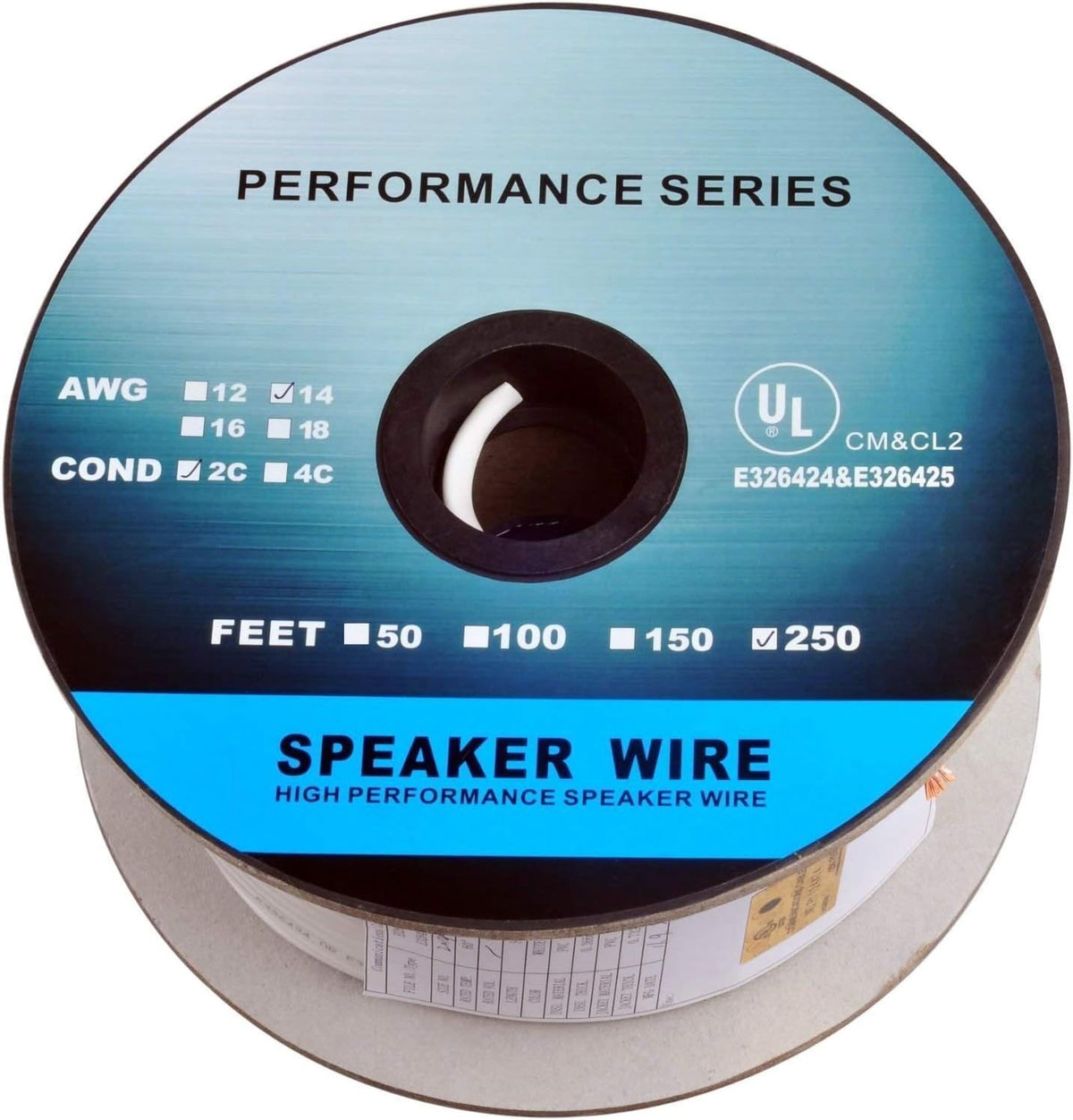 14AWG CL2 Rated 2-Conductor Loud Speaker Cable Pack of 2 P30714