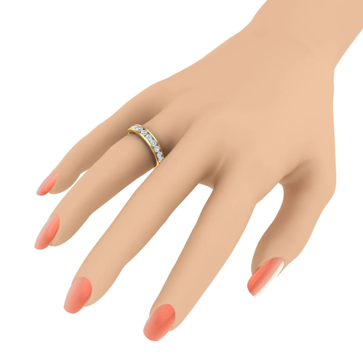14K Yellow Gold Diamond Wedding Band Ring S577