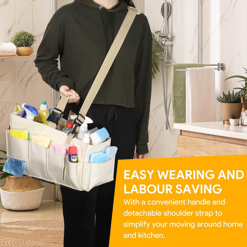Large Cleaning Caddy Organizer with Handle, 2 in 1 Nesting Bag with Shoulder Strap A407