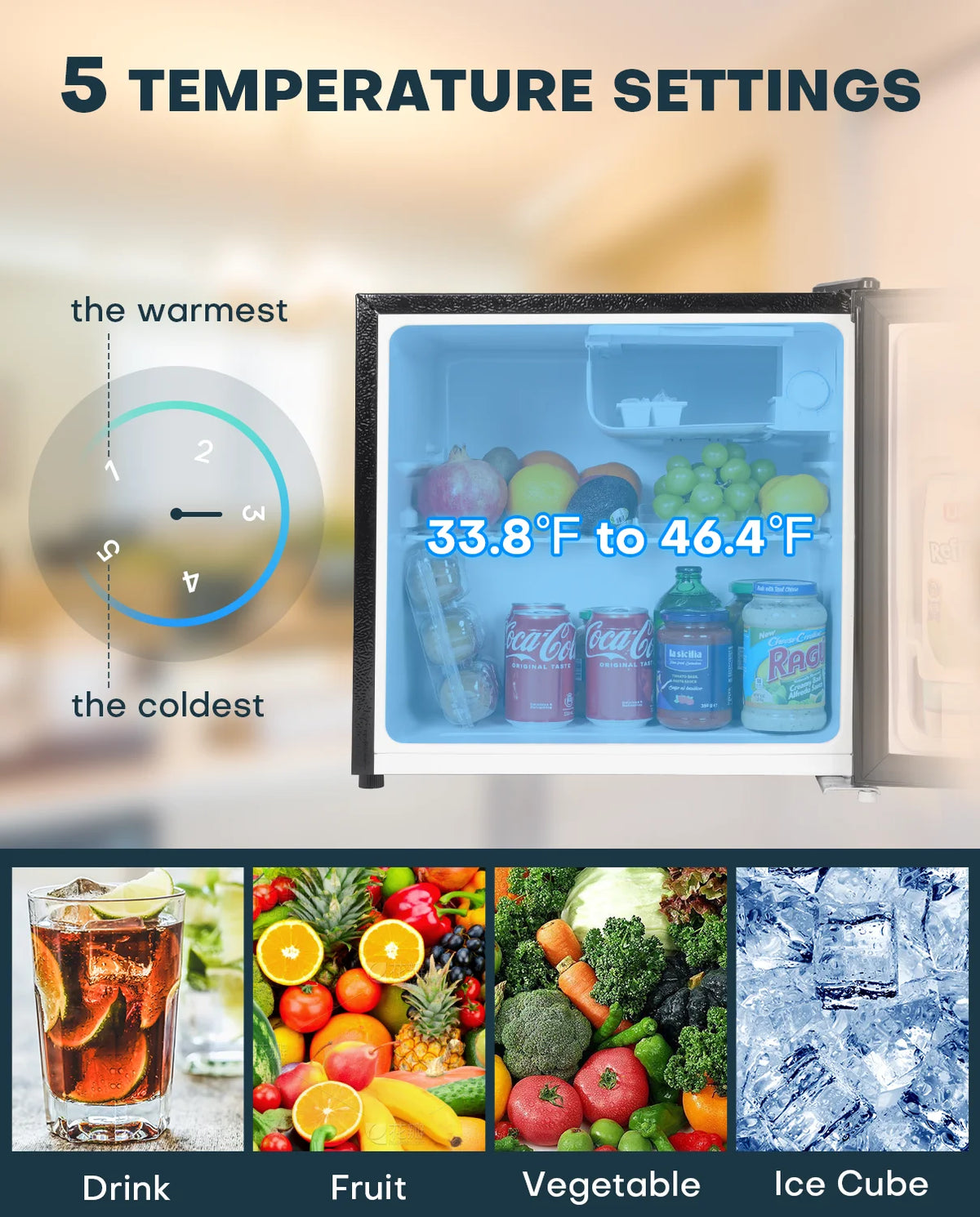 1.7 Cu.ft Mini Fridge with Freezer, Black Compact Refrigerator O193431