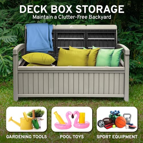 3 Seat 90 Gallon Weatherproof Resin Storage Bench T58089