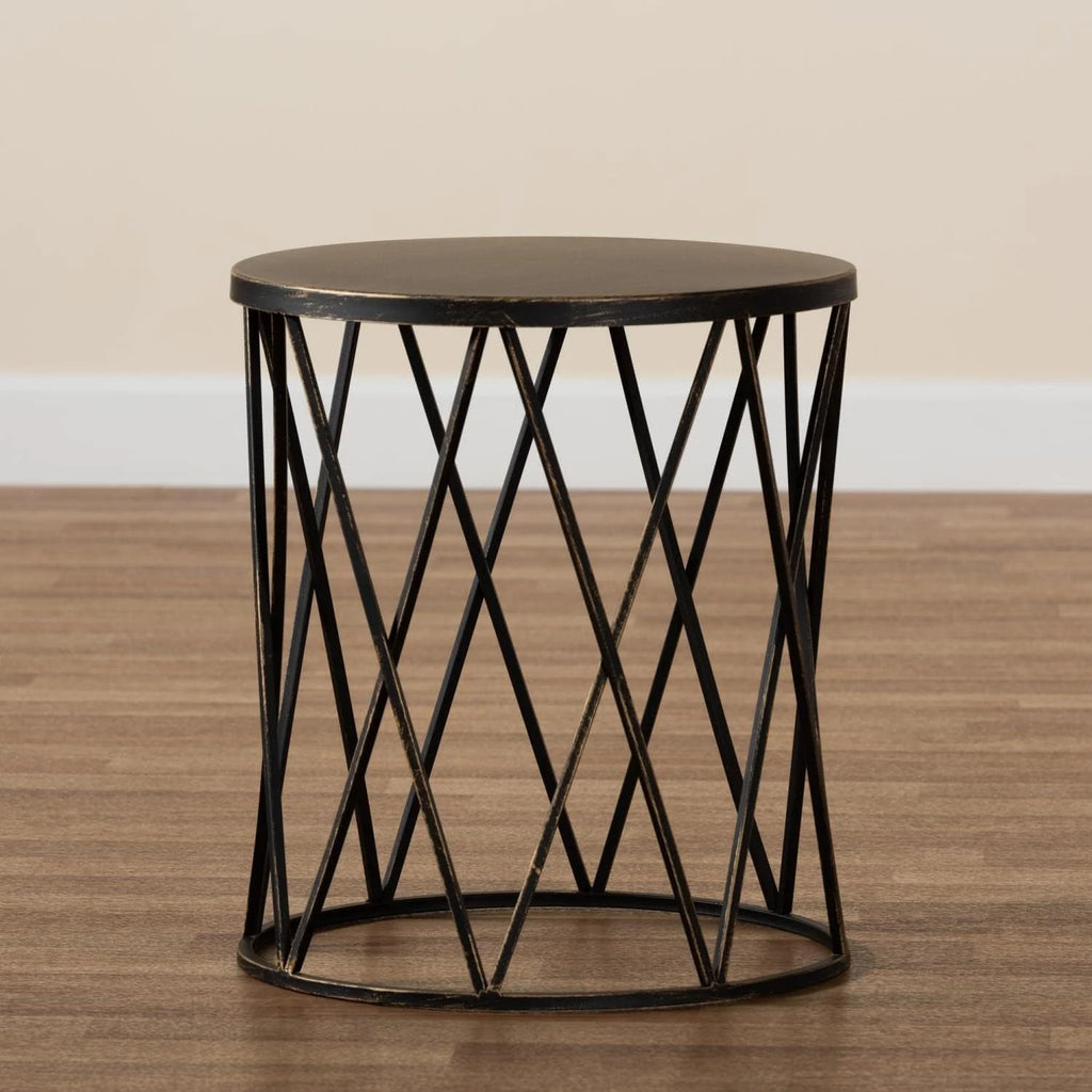 Antique Black Metal End Table B3092