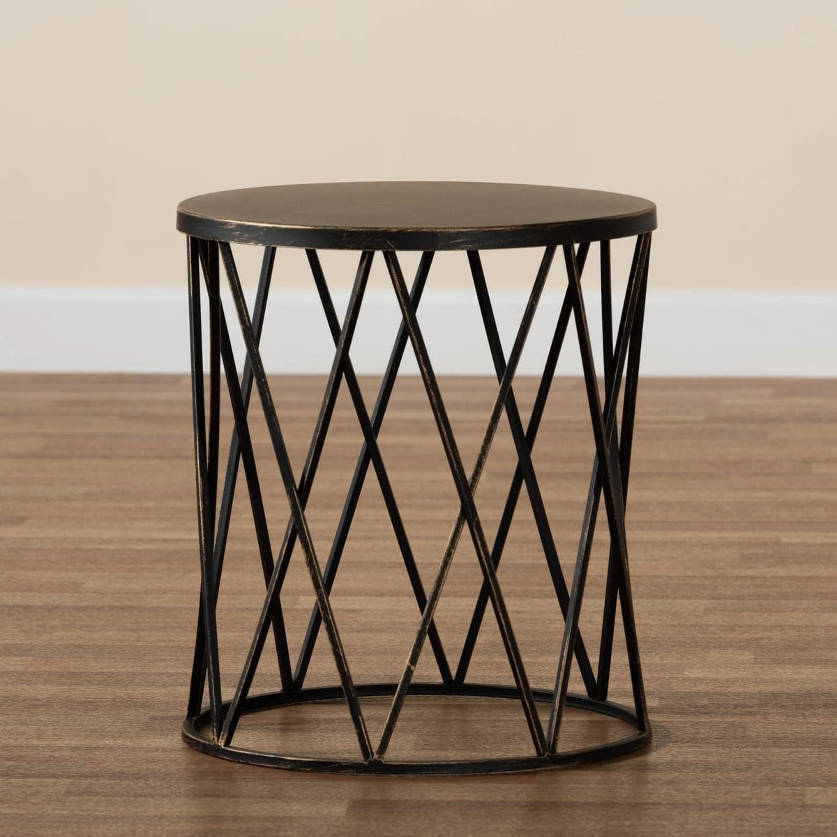Antique Black Metal End Table B3092