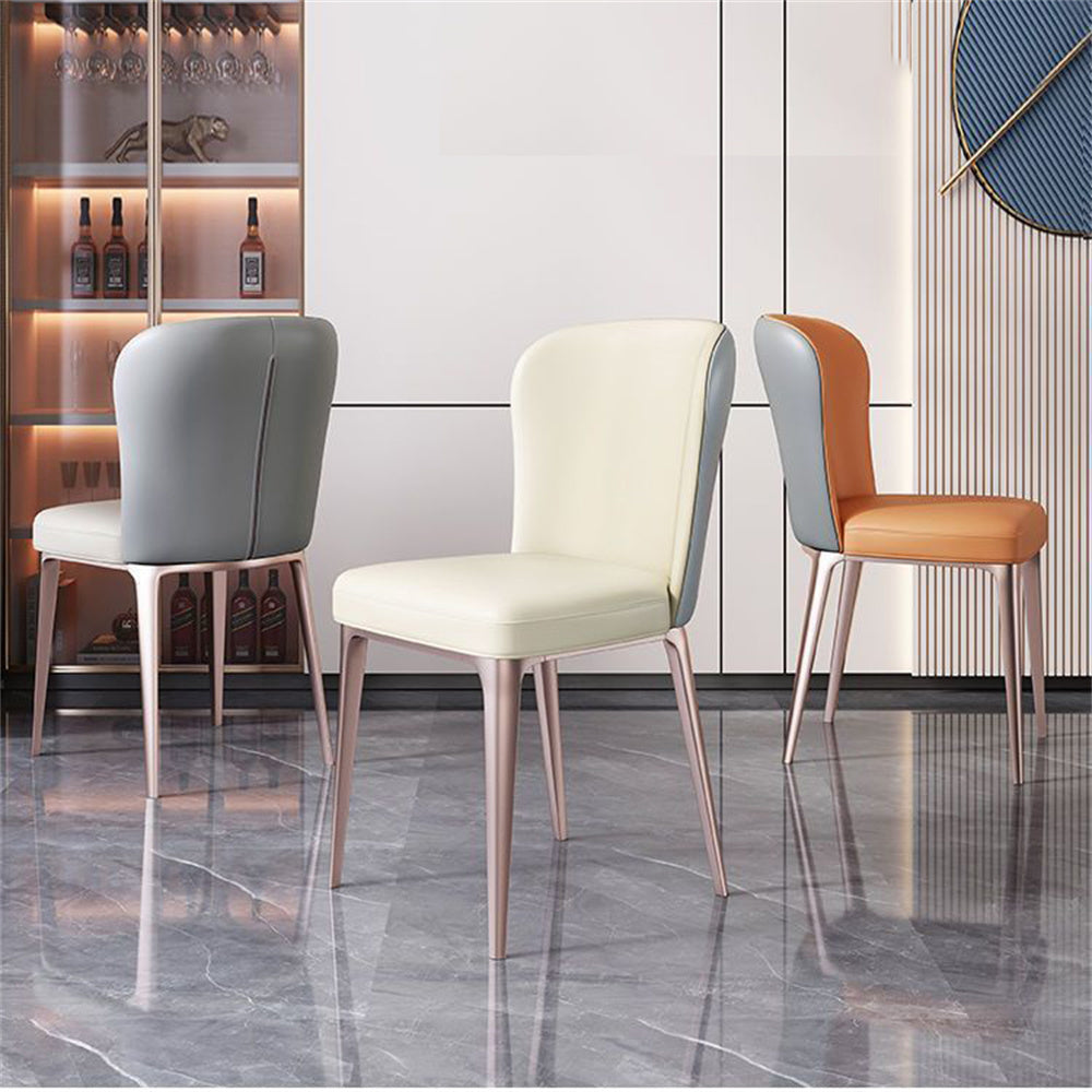 Set of 2 Faux Leather Upholstered Armless Side Chairs with Metal Legs V301