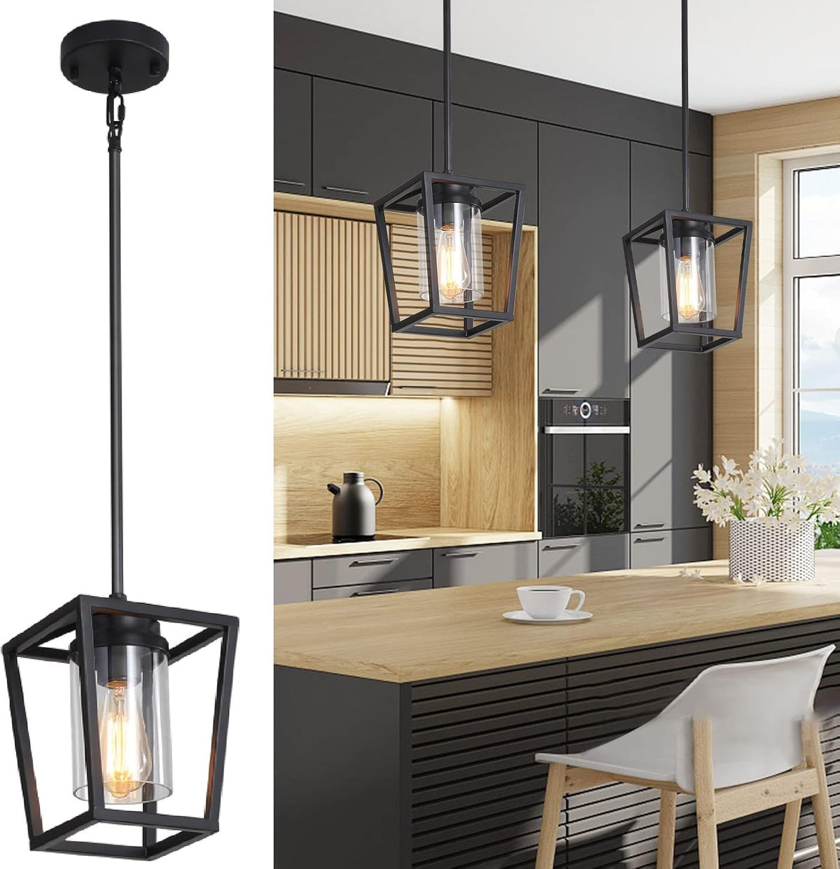 4-Light Pendant Lighting Adjustable Height Ceiling Light I313977