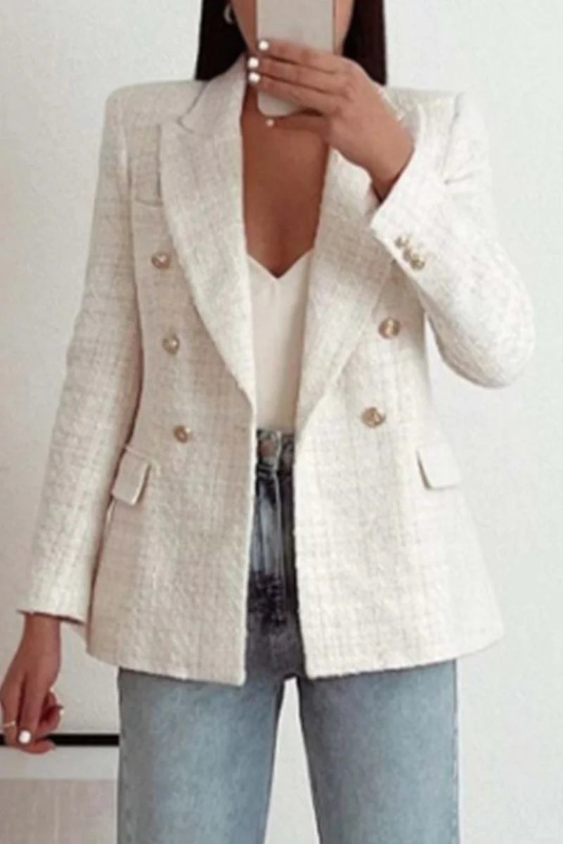 Solid Turn-back Collar Outerwear D409
