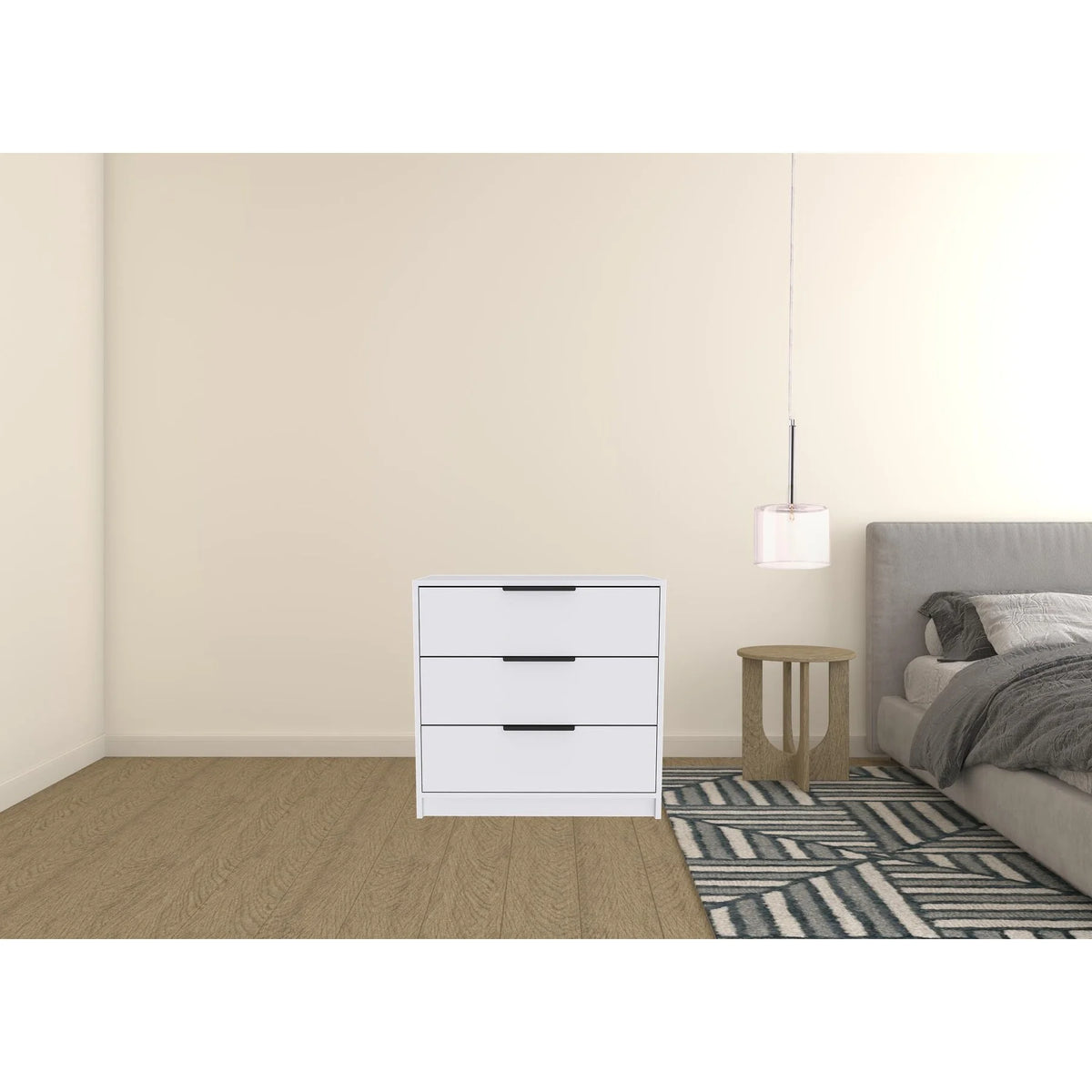 28" White Manufactured Wood Three Drawer Dresser G985