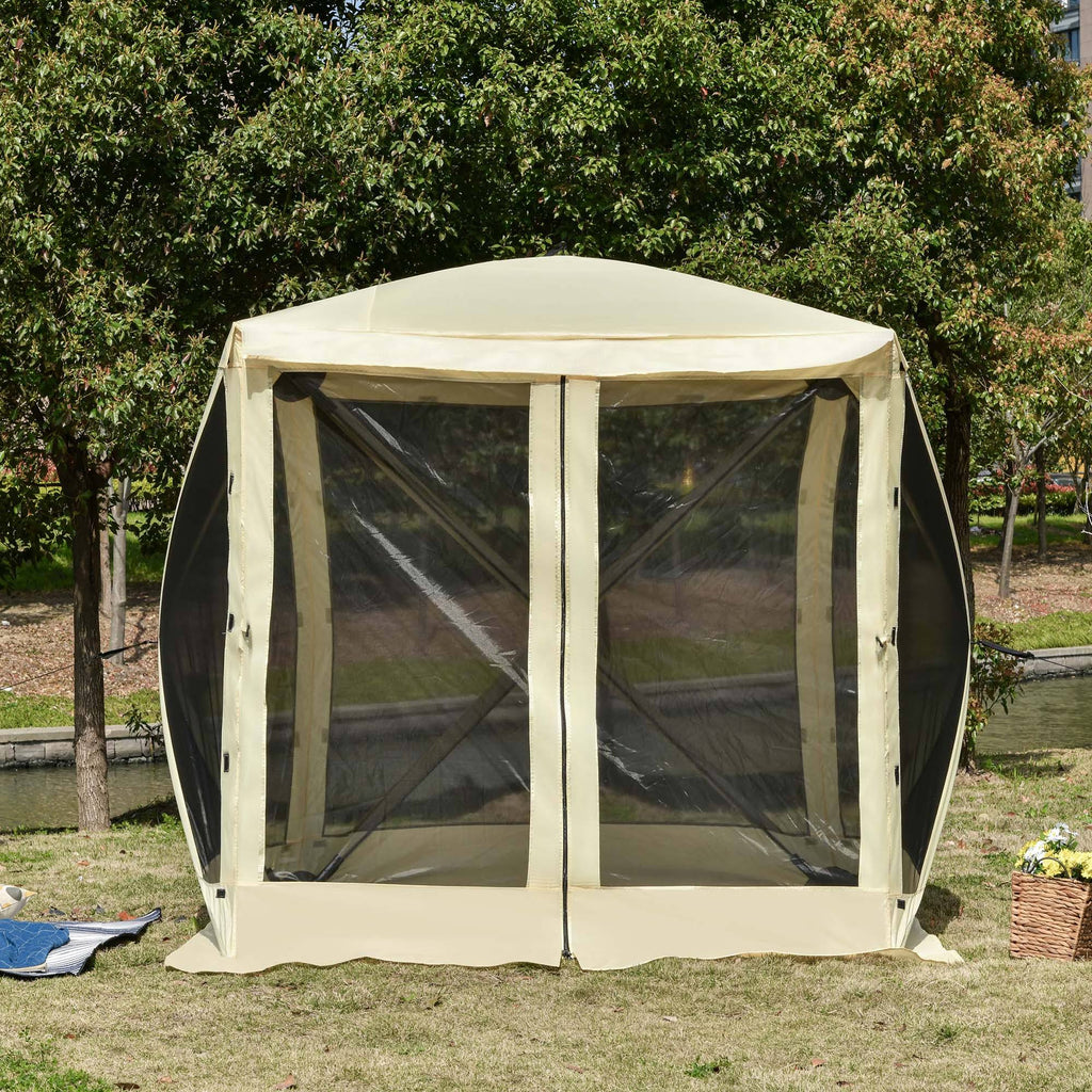Beige Pop Up Camping Canopy Tent with Carry Bag H5029