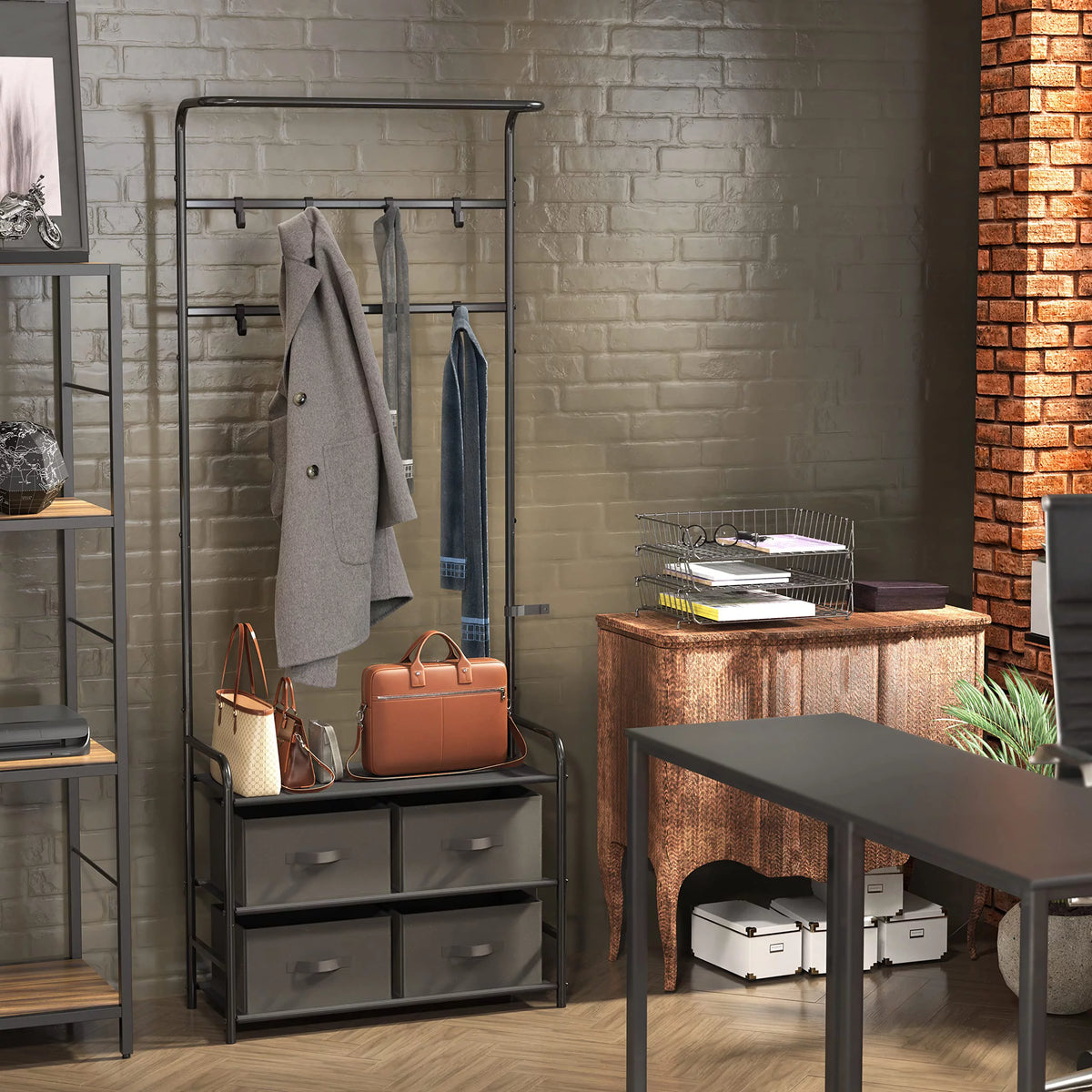 Coat Rack with Storage Shelf, Black W46598