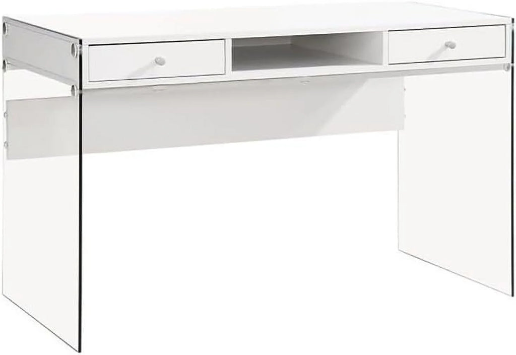 2-Drawer Wood Glass Writing Desk V310