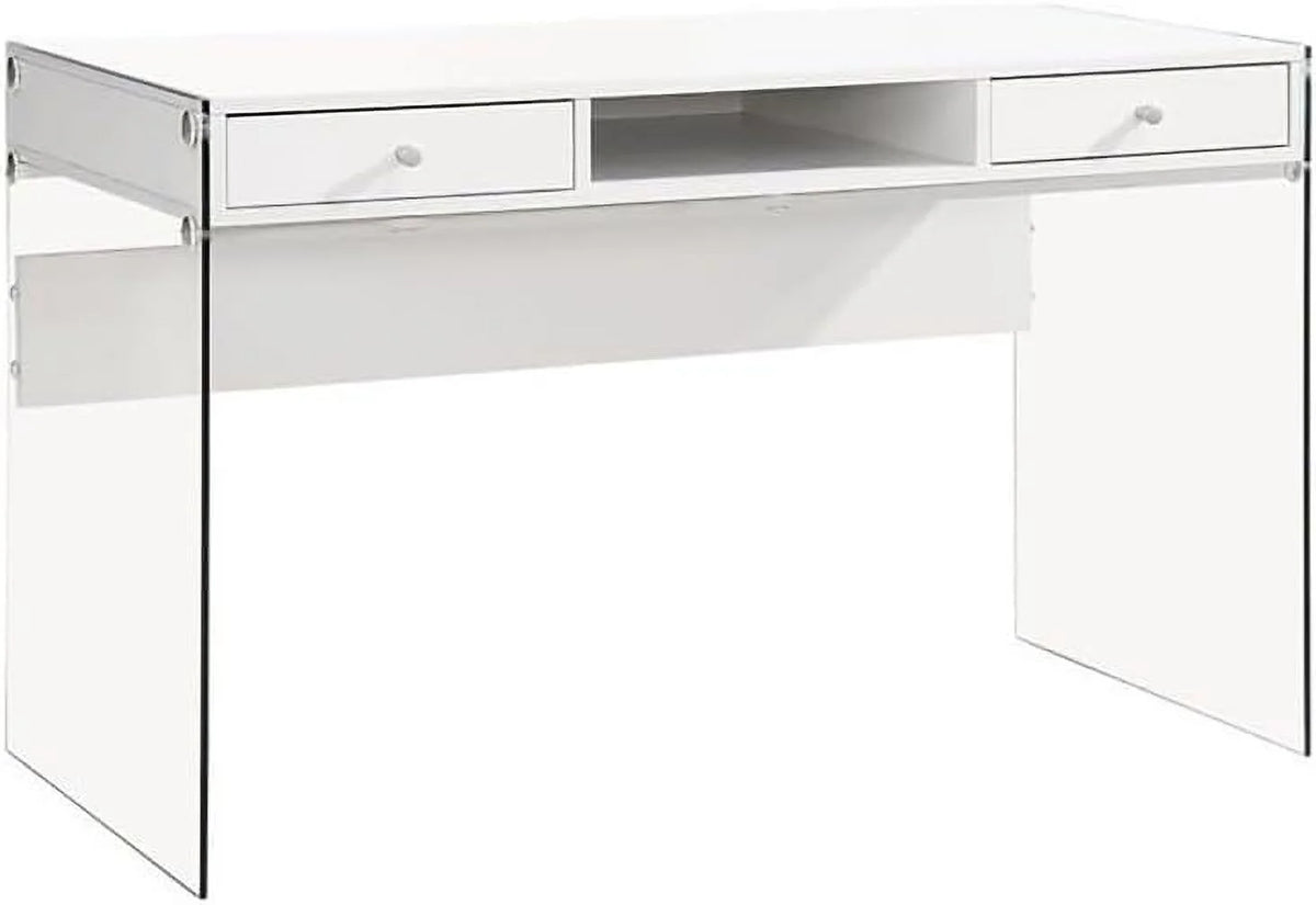 2-Drawer Wood Glass Writing Desk V310