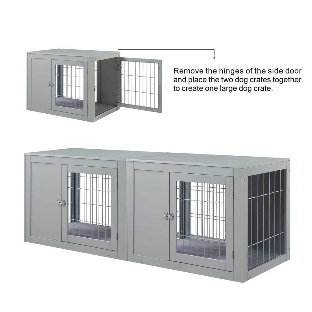 Wooden Dog Crate End Table with Cushion E860